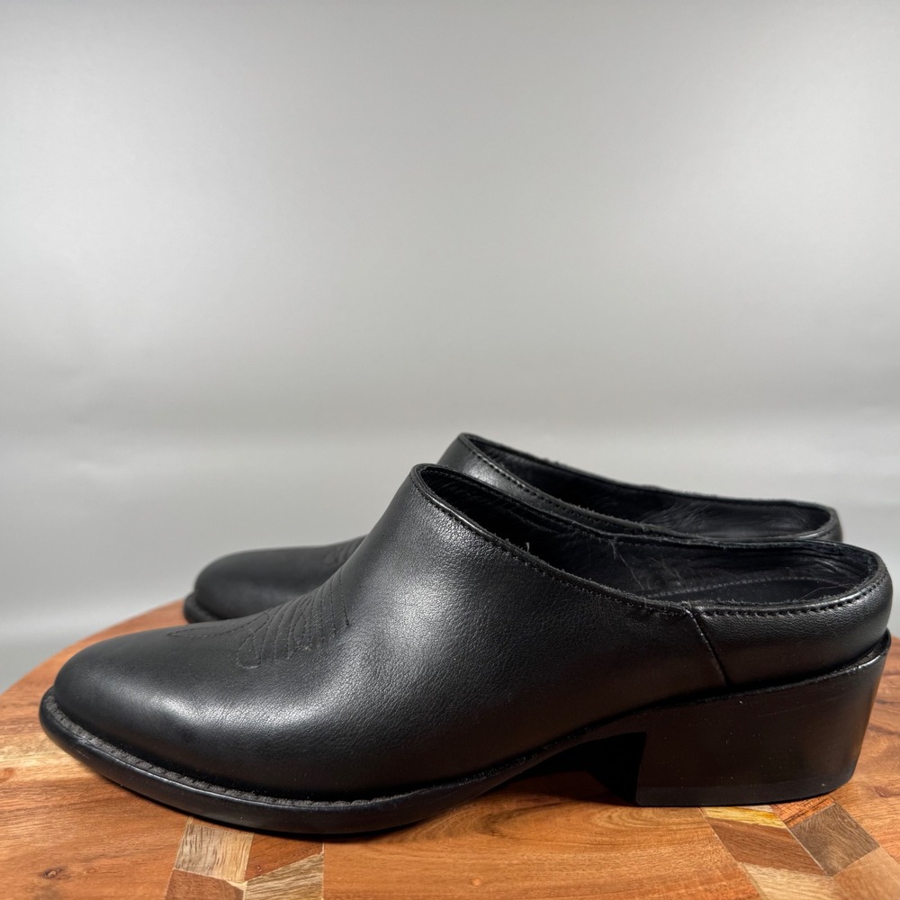 Tecovas The Sophie Black Leather Western Mules Womens 6 B Pointed Toe Slip On - Picture 3 of 7